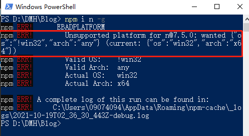 {"os":"!win32","arch":"any"} (current: {"os":"win32","arch":"x64"})